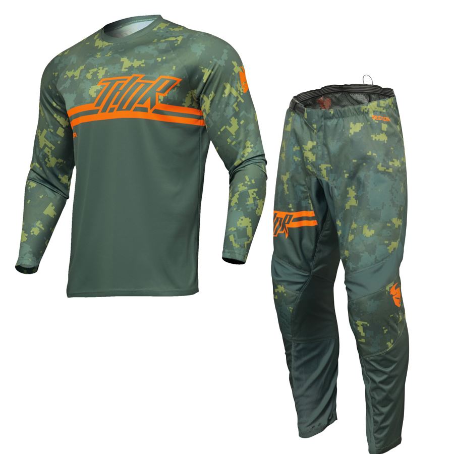 Thor 2025 Youth Sector Digi Camo Green Motocross Combo Kit